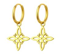 cotigo - Boucles d'oreilles noeud de sorcière et tétragramme | Acier inoxydable | Amulette de protection contre les mauvaises énergies | Comprend un bracelet rouge 7 nœuds en cadeau, VARIOS, Acier