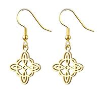 cotigo - Boucles d'oreilles noeud de sorcière et tétragramme | Acier inoxydable | Amulette de protection contre les mauvaises énergies | Comprend un bracelet rouge 7 nœuds en cadeau, VARIOS, Acier