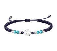 cotigo Bracelet fil ciré avec quartz blanc et trèfle porte-bonheur en acier inoxydable - Amulette protection et énergie positive réglable - Cadeau original pour femme et homme, Mediano-largo, Acier