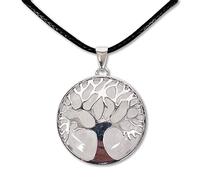 Cotigo - Collier arbre de vie avec pendentif pierre naturelle Energetica - Différentes pierres semi-précieuses (Quartz blanc)