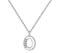 cotigo - Collier lettre initial en acier inoxydable avec pierre de zircone brillante - Collier pour femme avec pendentif lettre A-Z - Pendentif initial de nom (O-argenté)