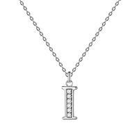 cotigo - Collier lettre initial en acier inoxydable avec pierre de zircone brillante - Collier pour femme avec pendentif lettre A-Z - Pendentif initial de nom (I-argenté)