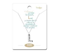 cotigo Collier lettre initiale en acier inoxydable avec pierre de zircone scintillante-pendentif lettre A-Z-Initial de prénom-Cadeau pour femme-fête des mères (lettre L-Argent)
