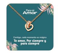 cotigo - Collier pour femme en acier inoxydable, pendentif avec carte décorée pour maman, amour, épouse, fille, amie, cadeau d'anniversaire, Saint-Valentin, fête des mères, Noël., Mediano-largo, Acier