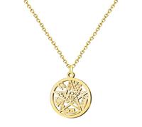 Cotigo Collier pour femme noeud de sorcière et tétragramme porte-bonheur et protection, double protection, œil turc, pierres chakras., Mediano-largo, Acier inoxydable, Il ne s'agit pas d'une pierre