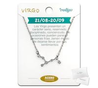 Cotigo Collier signe du zodiaque en acier inoxydable, 12 colliers constellations avec pendentif horoscope en zircon - Collier femme pour bijoux d'astrologie, standard, Acier inoxydable, Zircon cubique