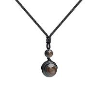 cotigo - pendentif en pierre naturelle de Boule 14mm, Collier en Pierre Semi-précieuse pour Femme et Homme, avec Cordon Réglable. Porte-bonheur de chance et protection, contre le mal de œil, cadeau
