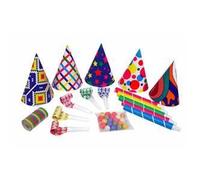Cotillons multicolors - PTIT CLOWN - Sachet 5 personnes - 5 sarbacanes - 5 chapeaux - 20 boules dancing