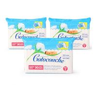 Cotocouche Inserts Coton Bébé - Lot de 3 Paquets de 30 (90 Inserts) - 100% Coton - Taille Age 2 - Voile de Protection pour Couche