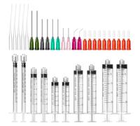 COTOM Seringue avec aiguille et capuchon 1 ml, 3 ml, 5 ml, 10 ml, 20 ml, seringue de 14 g, 16 g, 18 g, 20 g, 25 g d'aiguilles pures et de buses, utilisé pour l'entretien industriel, mesure du liquide