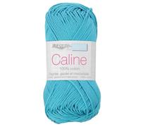 Coton à tricoter CALINE 141 Turquoise - Fil à tricoter - 100% coton - 50 g - 125 m - Lavage en machine 30°