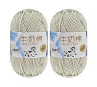 Coton au Lait Super Doux Fil de Laine pour Tricoter au Crochet, 2 X 50g de Fil de Coton au Lait Gros Fil à Tricoter Couleur Unie Doux Fil à Crocheter pour Bébé Chapeau Chaussures Chaussettes écharpe