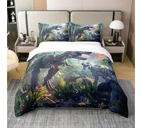 Coton Biologique 3D Dinosaure Parure de Lit Dinosaur Silhouette Jurassic Evolution Literie Set Enfant Garçon Anciens Animaux Sauvages Housse de Couette Jungle Woodland Housse de Couette 200x200