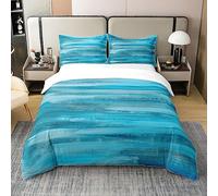 Coton Bleu Ombre Housse de Couette 140x200 Ensemble de Lit Dégradé Bleu Marine Ensemble de Literie Aquarelle Grungetie & Dye Peinture À l'huile Esthétique Abstraite Housse de Confort