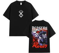 Coton Casual Oversized T-Shirt Anime Berserk Motif Coton Manches Courtes Hommes Et Femmes Mode Retro Harajuku T-Shirt XS-3XL-Black||m