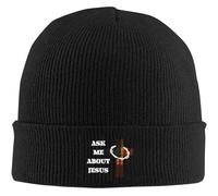 Coton Chaud Pur, Rien ne me Fait Peur Tuque en Maille Ample Chapeau d’Hiver Chaud Tuque Noir stylé pour Hommes Femmes Porter Quotidien Camping Chapeau en Maille