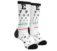 Coton Chaussettes Opticien Médecin Eye Chart Lunettes Optométrie Opthamologiste Globe Oculaire Noir Chaussettes Confortable Chaussettes Maison Business Casual Chaussette Élastique 40Cm