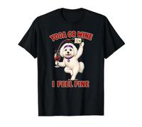 Coton De Tulear Yoga ou Vin I Feel Fine - DIGOR T-Shirt Graphique avec Valeur, Homme, Noir, M