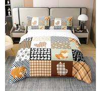 Coton Dessin Animé Chien Literie Set 240 x 260,Shiba Inu Parure de Lit Enfants Garçons Filles Adolescents,Kawaii Chiot Housse de Couette,Chien Mignon Couvre Lit Décoration de La Chambre