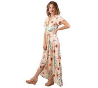 Coton Du Monde | Robe Longue Fluide Cache-Coeur Sakura imprimé Fleurs Romantique LXL