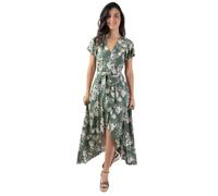 Coton Du Monde | Robe Longue Kaki Sakura Motif Fleur de Lotus ML
