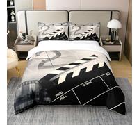 Coton Film Thème Literie Ensemble 200x200,Housse de Couette Décorative de Chambre de Cinéma Maison,Housse de Couette Confortable de Style Cinéma Rétro,De Cinéma Couvre Lit Thème de Film Décor