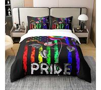 Coton Gay Pride Housse de Couette,LGBT Pride Accessories,Rainbow Flag Teen Bedding Set,Glowing Watercolor Rose Comforter Housse de Couette,Ensemble de Literie LGBT avec 2 Taies d'oreiller,220x240