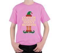 Coton Headed Ninny Muggins Noël Elfe Drôle Cadeau Blague Unisexe Enfants T-shirt, Rose, 104