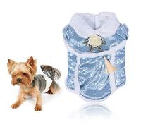 Coton Hiver Chien Tang Costume de Chiot vêtements de Style Chinois Manteau Manteau Tenue Mignonne, Douce et Chaude pour Les Petits Chiens (L)