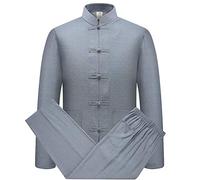 Coton Lin Tai Chi Set pour Hommes - 2 pièces Chinois Traditionnel Costume Tang Arts Martiaux Vêtements Chemises + Pantalon