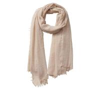 Coton mélange crinkle écharpe douce vintage avec bords bordés, écharpes légères écharpes été plage (Khaki léger)