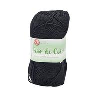 Coton mercerisé pour crochet, idéal pour amigurumi, granny carrés, couvertures bébé et loisirs créatifs, pelote de 50 g pour 125 mètres (noir 001)