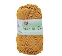Coton mercerisé pour crochet, idéal pour amigurumi, granny square, couvertures en carrés pour bébés, et loisirs créatifs, Pelote de 50 g pour 125 mètres (Moutarde 136)