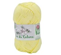 Coton mercerisé pour crochet, idéal pour amigurumi, granny square, plaid de bébé et loisirs créatifs, pelote de 50 g par 125 mètres (jaune pastel 002)