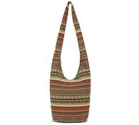 Coton Pose Sacs Hobo Nu Hippie pour femme, longueur 9 largeur 14 cm, hauteur 34 cm, Vert-orange, long9 width5.5 high13.5’