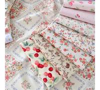 Coton pour patchwork, Tissu Popeline de Coton Années 40 Imprimé Floral Multicolore 160x50cm(Rose Red)
