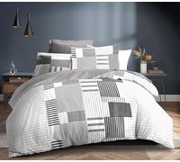 COTON PUR Louna Parure de Draps 4 Pièces Microfibre pour Lit 160 x 200 cm Grande Largeur 100% Polyester 75 GR/m² (Aby Gris)