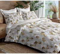 COTON PUR Louna Parure de Draps 4 Pièces Microfibre pour Lit 160 x 200 cm Grande Largeur 100% Polyester 75 GR/m² (Galet Gold)