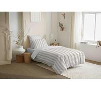 COTON PUR Pack Complet Housse de Couette réversible Vanessa 4 pièces pour lit 90 x 190 (Florence Naturel)