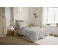 COTON PUR Pack Complet Housse de Couette réversible Vanessa 4 pièces pour lit 90 x 190 (Gabrielle Naturel)