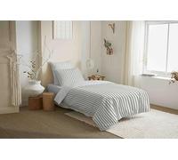COTON PUR Pack Complet Housse de Couette réversible Vanessa 4 pièces pour lit 90 x 190 (Palerme Eucalyptus)