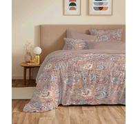 COTON PUR Pack Complet Housse de Couette réversible Vanessa 6 pièces pour lit 140 x 190 (Bergame Nude)