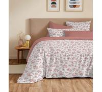 COTON PUR Pack Complet Housse de Couette réversible Vanessa 6 pièces pour lit 140 x 190 (Eloise Abricot)