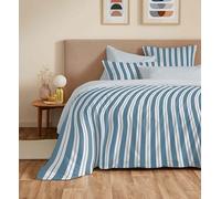 COTON PUR Pack Complet Housse de Couette réversible Vanessa 6 pièces pour lit 140 x 190 (Florence Denim)