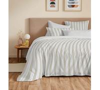 COTON PUR Pack Complet Housse de Couette réversible Vanessa 6 pièces pour lit 160 x 200 (Florence Naturel)