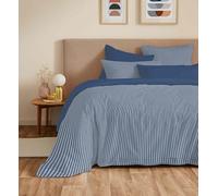 COTON PUR Pack Complet Housse de Couette réversible Vanessa 6 pièces pour lit 160 x 200 (Gabrielle Marine)