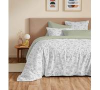 COTON PUR Pack Complet Housse de Couette réversible Vanessa 6 pièces pour lit 160 x 200 (Louise Romarin)