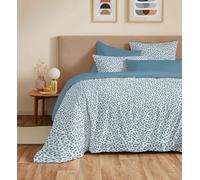 COTON PUR Pack Complet Housse de Couette réversible Vanessa 6 pièces pour lit 180 x 200 King Size (Diana Bleu)