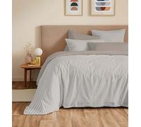 COTON PUR Pack Complet Housse de Couette réversible Vanessa 6 pièces pour lit 180 x 200 King Size (Gabrielle Naturel)