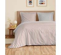 COTON PUR Parure de draps 4 pièces Vanessa pour lit 140 x 190 cm (Palerme Blush)